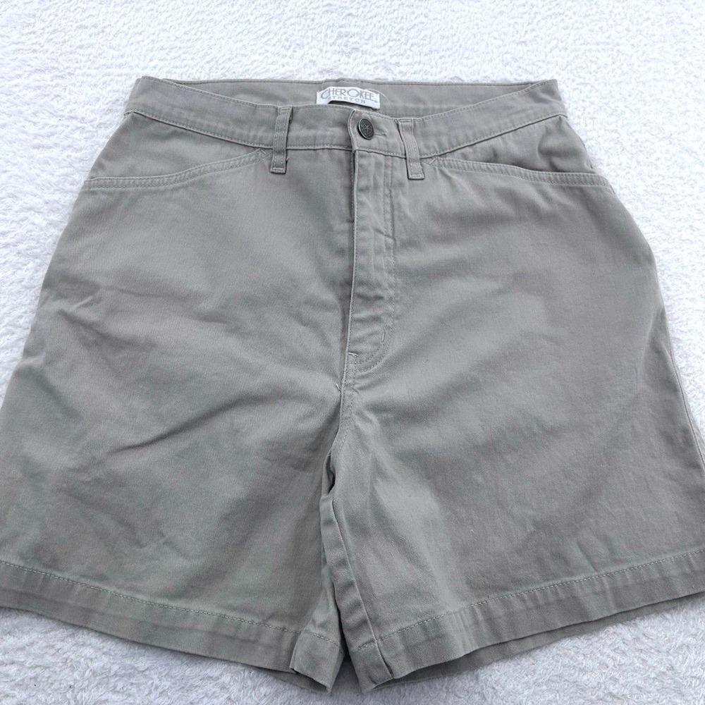 Cherokee Stretch Womens Khaki Chino Shorts High Waisted Tan 12 Safari Gorpcore